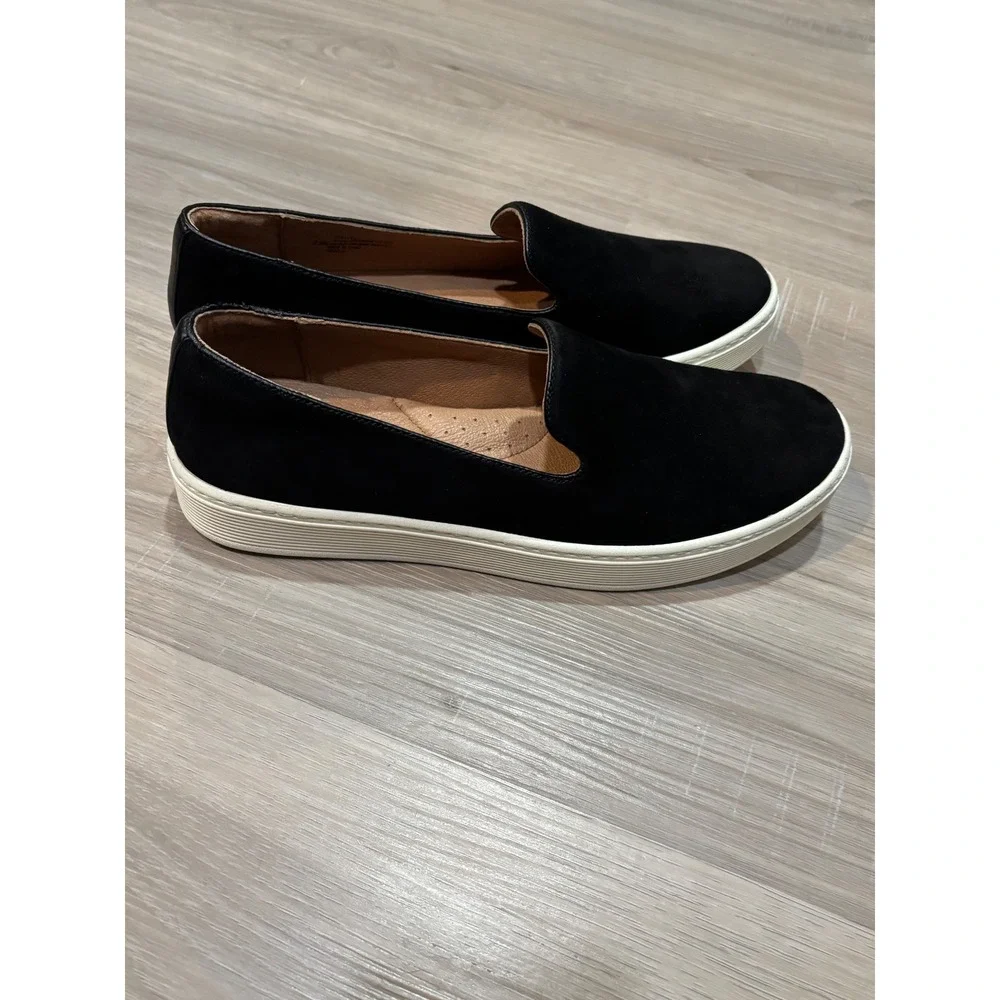 Sofft Somers Black Suede Slip On Platform Sneakers Womens 9.5M SF0021421